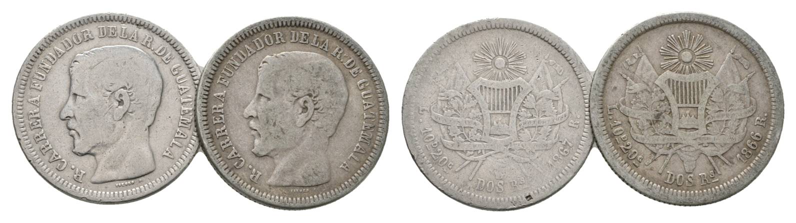  Guatemala, 2 Real 1867/66   