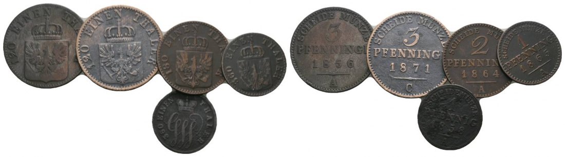  Altdeutschland, 5 Kleinmünzen   