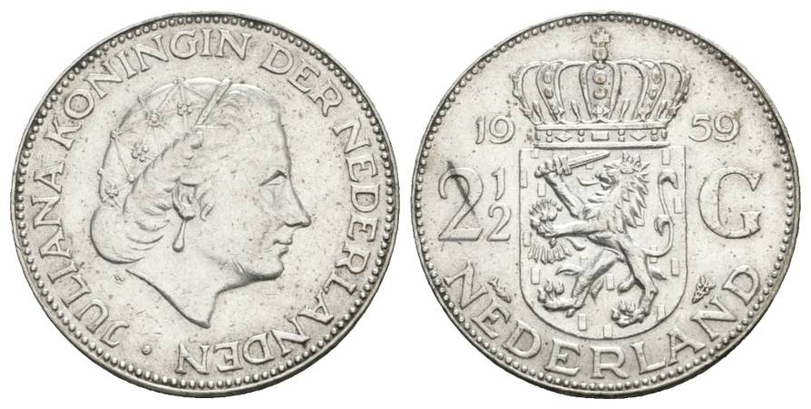  Niederlande, 2 1/2 Gulden 1959 Ag   
