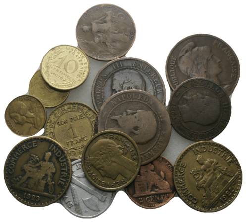  Frankreich, diverse Kleinmünzen   