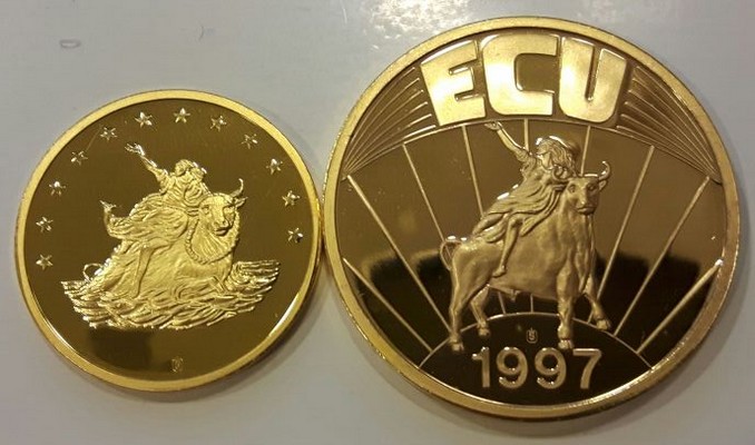  Medaille 'Europa ECU - Raub der Europa'  FM-Frankfurt    PP   