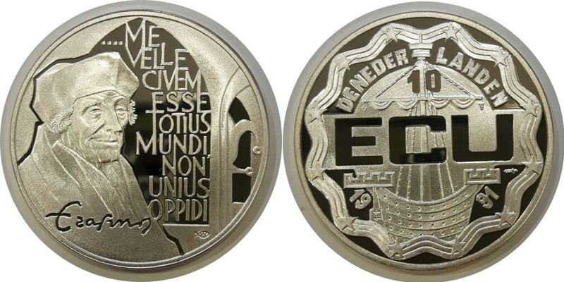  Niederlande  10 ECU  1991  FM-Frankfurt  Feingewicht: 23,13g Silber PP   