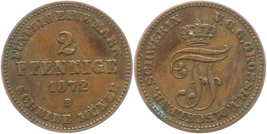  9555 Mecklenburg Schwerin 2 Pfennig 1872   