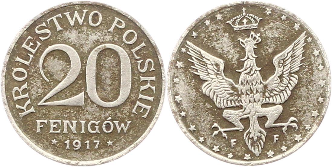  9567 Geplantes Königreich Polen 20 Fenigow 1917   