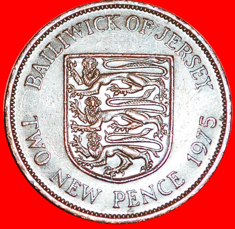  * GREAT BRITAIN: JERSEY ★ 2 NEW PENCE 1975! LIONS! LOW START ★ NO RESERVE!   