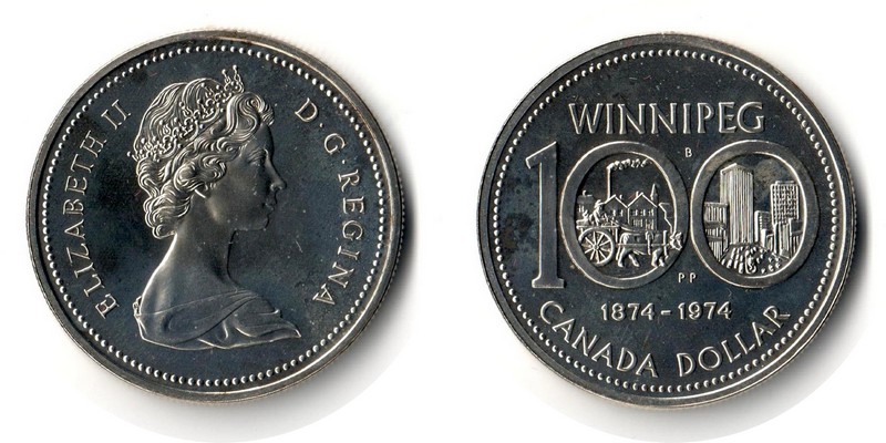  Kanada  1 Dollar  1974 FM-Frankfurt Feingewicht: 11,66g Silber vorzüglich   
