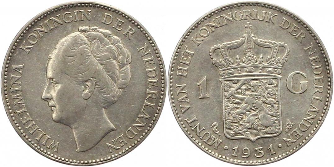  9655 Niederlande 1 Gulden Silber 1931   