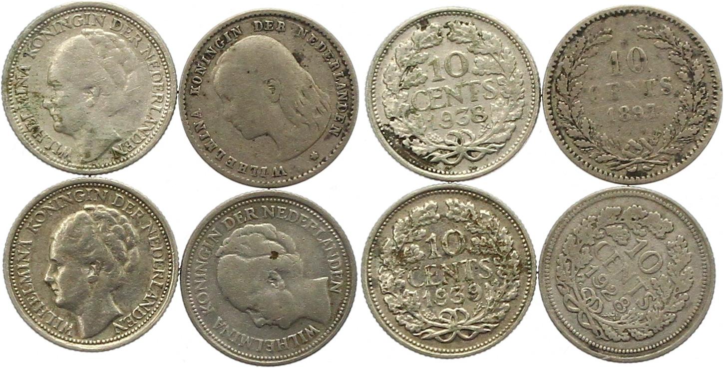  9684 Niederlande 10 Cent Silber Lot 4 Stück   