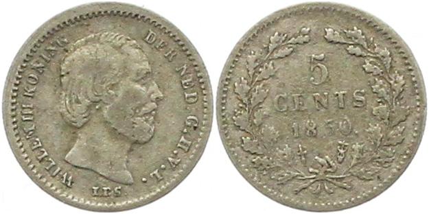  9700  Niederlande 5 Cent 1850  Silber   