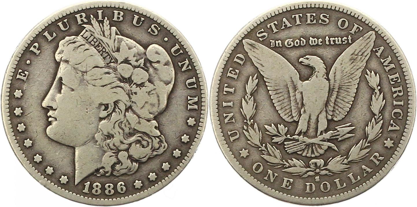  9745 USA Morgan Dollar Silber 1886 S   