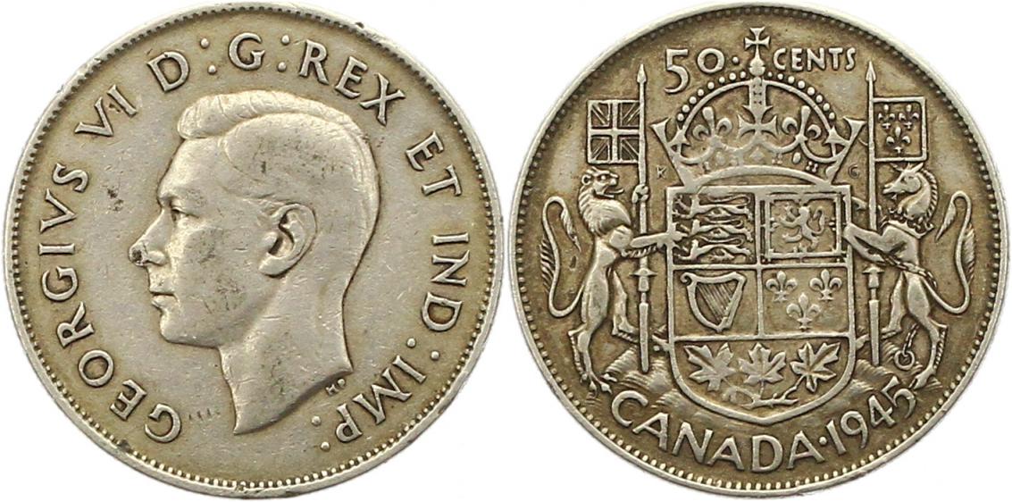  9749 Kanada 50 Cent 1945  Silber   