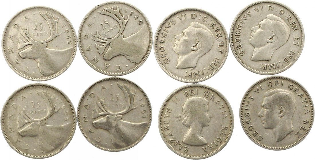  9750 Kanada 4 * 25 Cent  Silber   