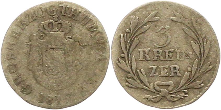  9753 Baden 3 Kreuzer 1817   