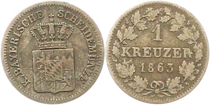  9760 Bayern 1 Kreuzer 1863   