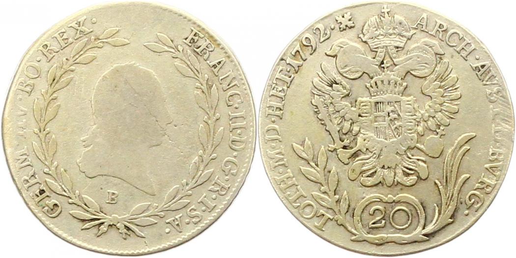  9791 RDR Österreich 20 Kreuzer  1792 B   