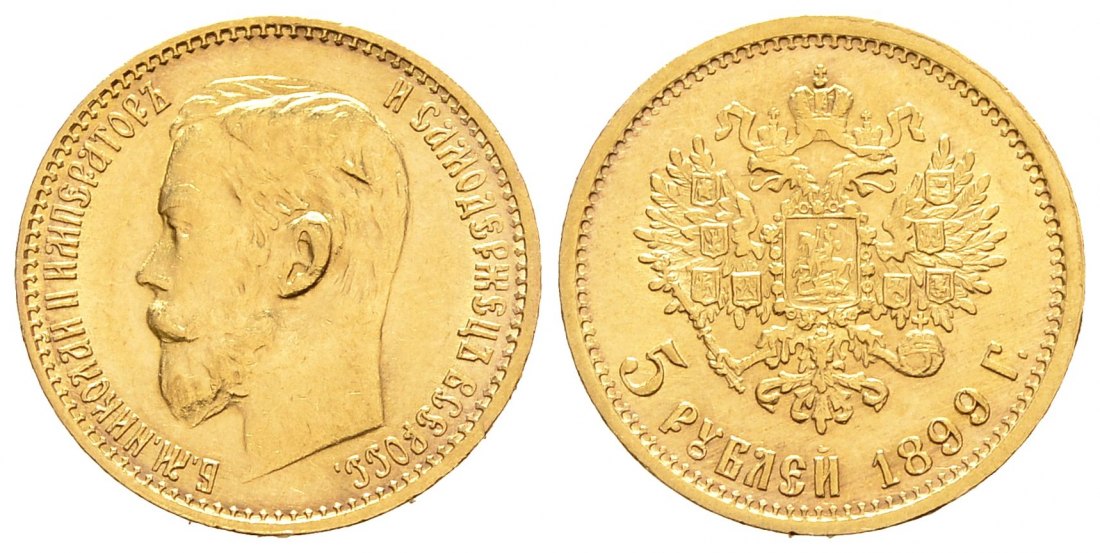 PEUS 9053 Russland 3,87 g Feingold. Zar Nikolaus II. (1894 - 1917) 5 Rubel GOLD 1899 ФЗ (FZ) Sehr schön
