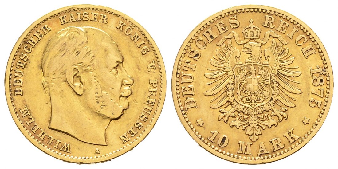 PEUS 9056 Preußen 3,58 g Feingold. Wilhelm I. (1861 - 1888) 10 Mark GOLD 1875 A Sehr schön