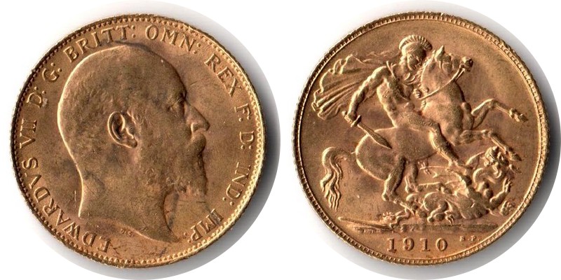 Grossbritannien MM-Frankfurt  Feingewicht: 7,32g Gold Sovereign 1910 sehr schön
