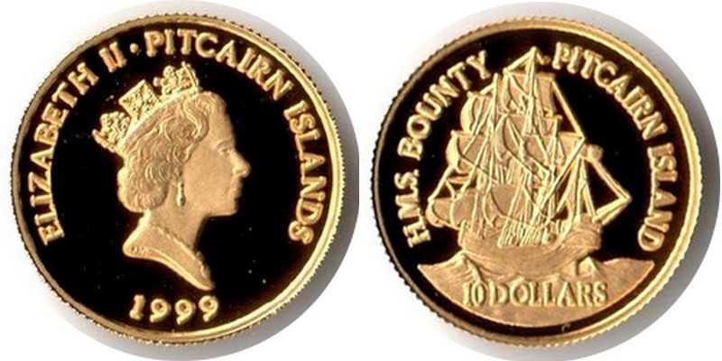 Pitcairn Islands MM-Frankfurt  Feingewicht: 1,21g Gold 10 Dollar 1999 PP
