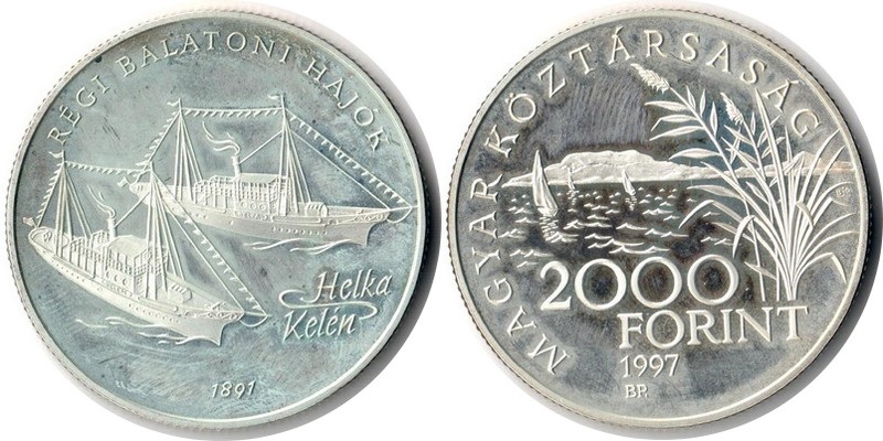  Ungarn  2000 Forint  1997  FM-Frankfurt  Feingewicht: 29,10g Silber vz aus PP (angelaufen)   