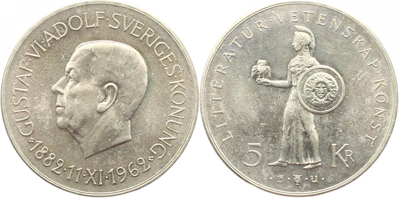  9960 Schweden 5 Kronen 1962 Silber   