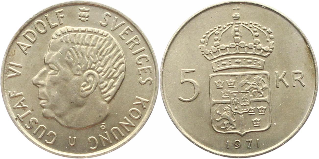  9962 Schweden 5 Kronen 1971 Silber   