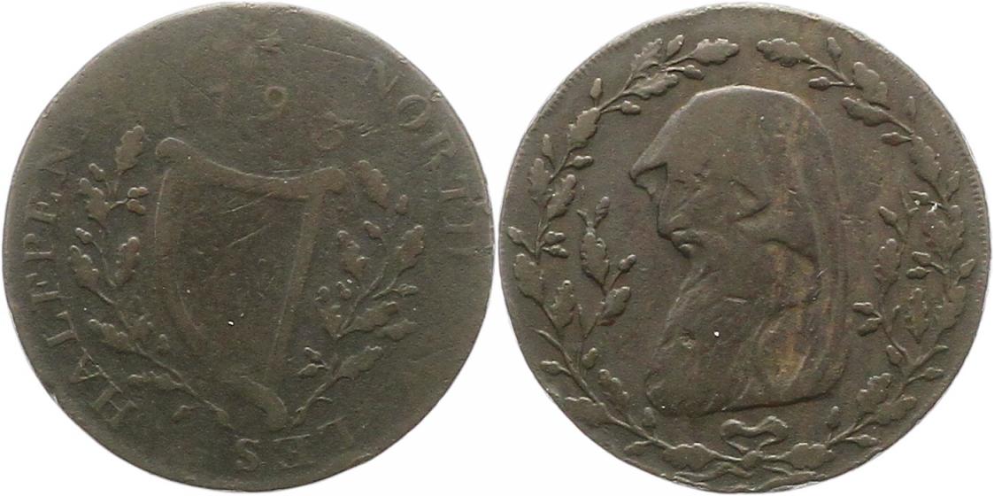  9998    Großbritannien 1/2 Penny token 1793 Wales, North Wales. Druidenkopf   