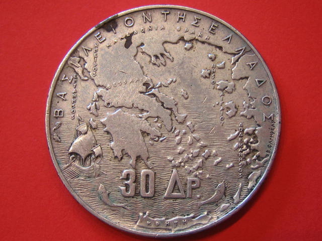  Griechenland 30 Drachmen 1963 Silber   