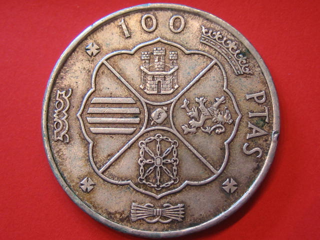  Spanien 100 Pesetas 1966 Silber   