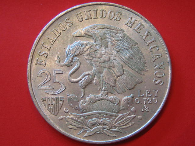  Mexico 25 Pesos 1968 Silber   