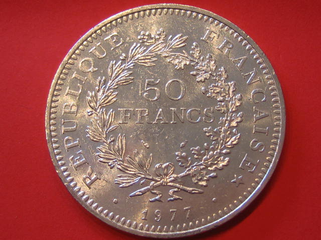  Frankreich 50 Francs 1977 Silber   
