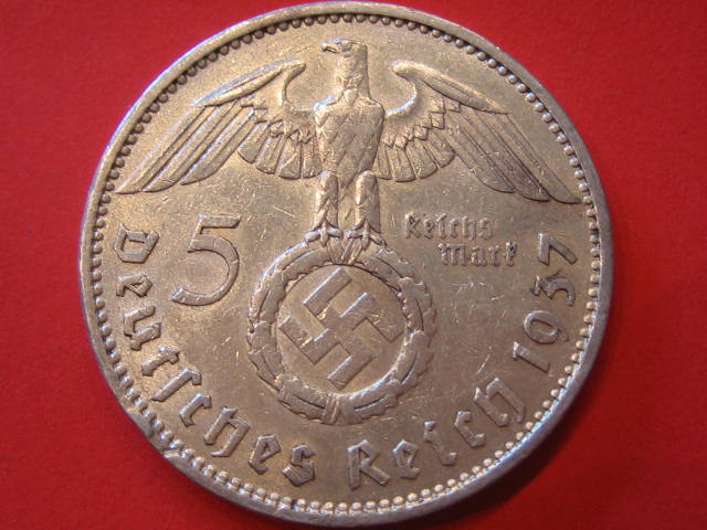  III.Reich 5 RM 1937 A Silber   