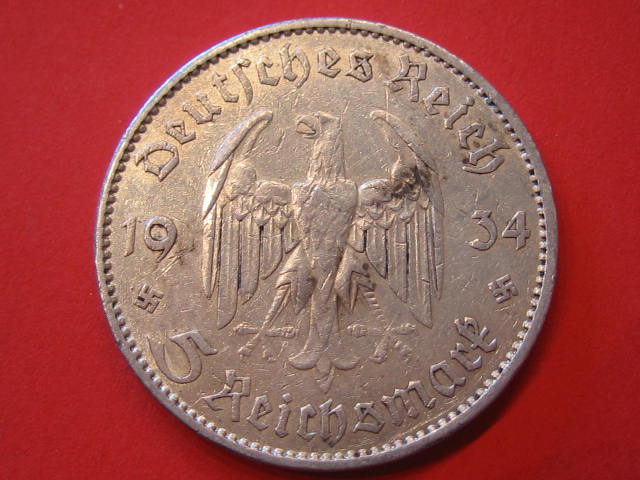  III.Reich 5 RM 1934 A Silber   