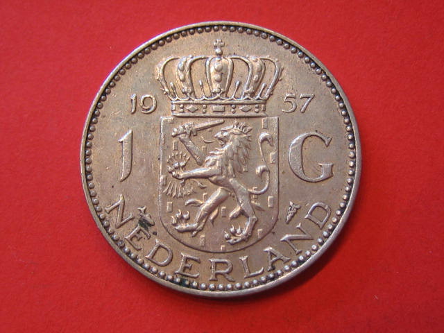  Niederlande 1 Gulden 1957 Silber   