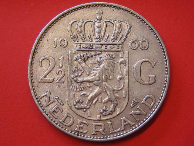  Niederlande 2 1/2 Gulden 1960 Silber   