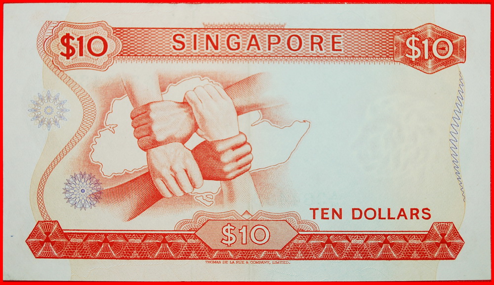  √ UNKOMMENTYP: SINGAPUR ★ 10 DOLLARS (1967) uKFR KNACKIG!   