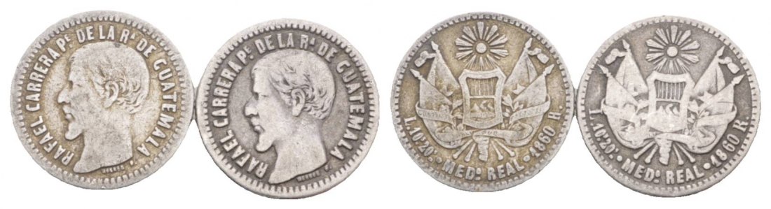  Guatemala, 1/2 Real, 1860 (2 Stück)   