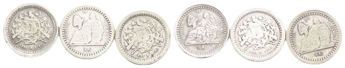  Guatemala, 1/2 Real, 1880 (3 Stück)   