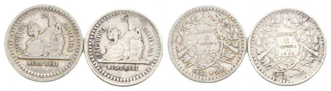  Guatemala, 1/2 Real, 1889 (2 Stück)   