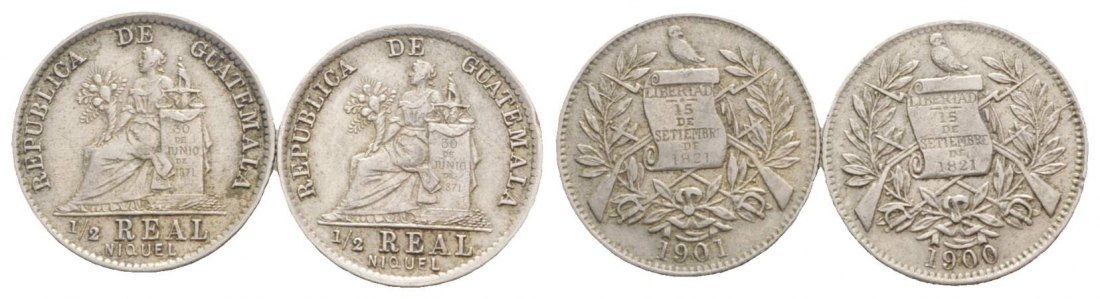  Guatemala, 1/2 Real, 1901 und 1900   