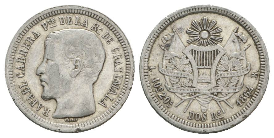  Guatemala, 2 Reales, 1864   