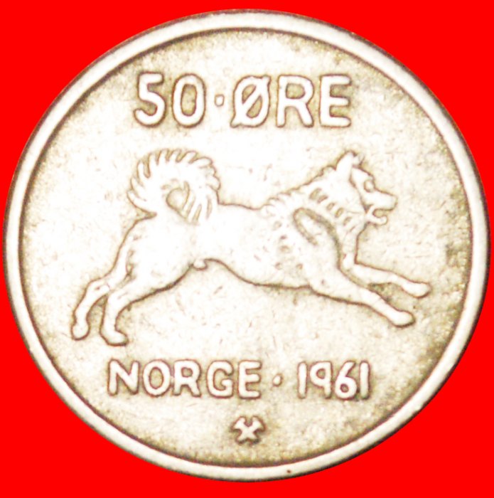  # DOG (1958-1973): NORWAY ★ 50 ORE 1961! LOW START ★ NO RESERVE! Olav V (1957-1991)   