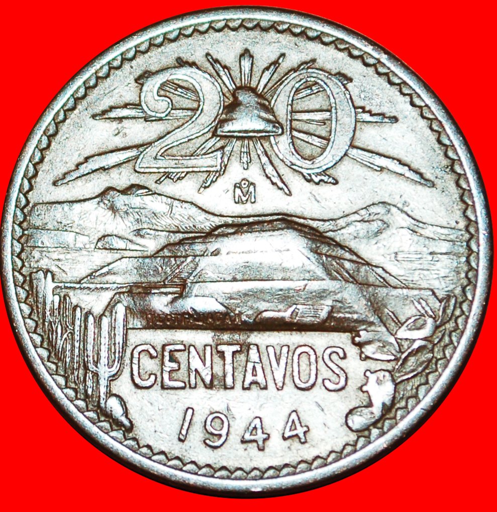  # SONNENPYRAMIDE: MEXIKO ★ 20 CENTAVOS 1944!   
