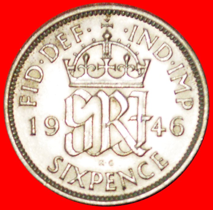  # SILVER: UNITED KINGDOM ★ 6 PENCE 1946 MINT LUSTER! LOW START ★ NO RESERVE! George VI (1936-1952)   