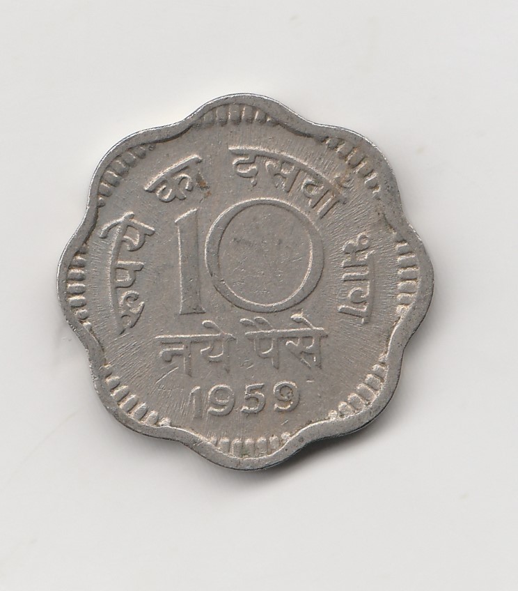 10 Paise  Indien 1959 ohne Münzzeichen (I357)   