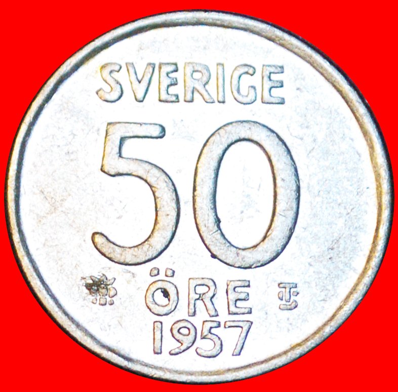  # SILVER (1952-1961): SWEDEN ★ 50 ORE 1957TS! Gustaf VI Adolf (1950-1973) LOW START ★ NO RESERVE!   