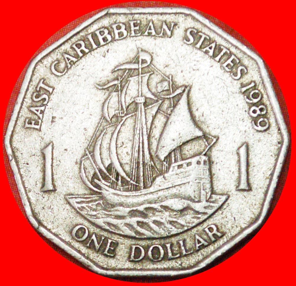  # SHIP of Sir Francis Drake (1542-1596): EAST CARIBBEAN STATES★1 DOLLAR 1989★LOW START ★ NO RESERVE!   