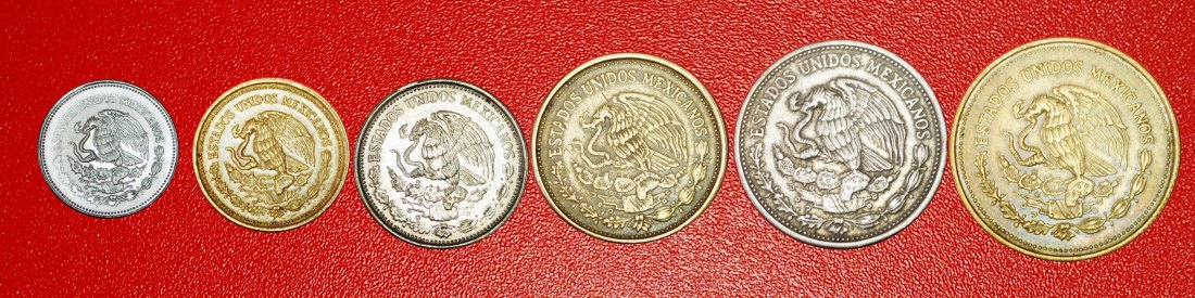  # EMISSION SET: MEXICO ★ 10-20-50-100-500-1000 PESOS 6 COINS 1985-1989! LOW START ★ NO RESERVE!   