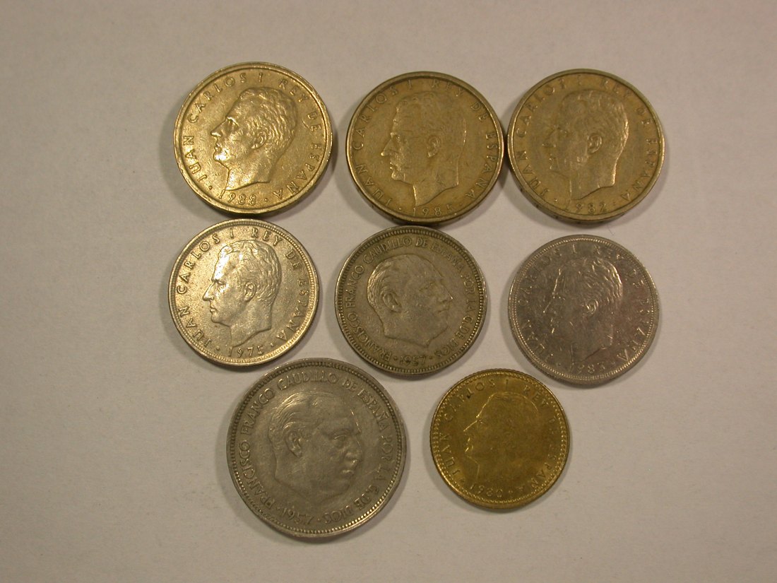  HOT-Lot Spanien  1958-1988  8 Münzen  Originalbilder   