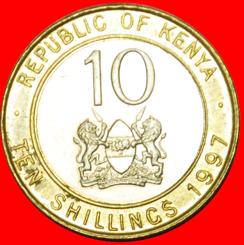  # COCK AND LIONS (1994-1997): KENYA ★ 10 SHILLINGS 1997! LOW START ★ NO RESERVE!   
